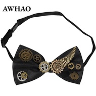 [AWHAO] Men Gothic Tie Steampunk Gear Design Satin Adjustable Neckwear Cosplay Accessory for Hallowe