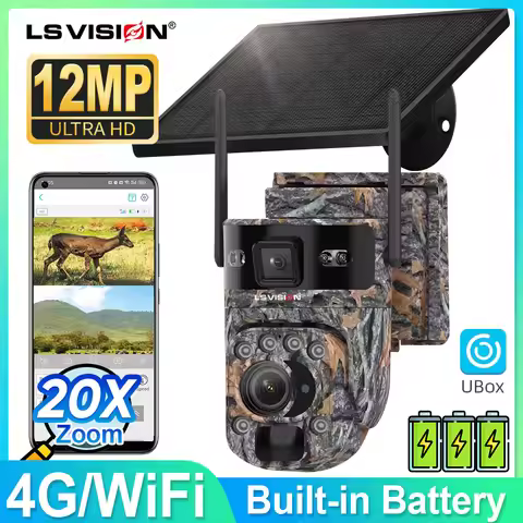LS VISION 20X Zoom Trail Cameras Solar Dual Screen View Live 4G SIM/WIFI Camera Outdoor with Motion 