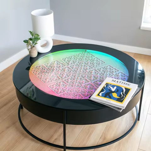 Automatic Sand Art Coffee Table, Magnetic Ball Quicksand Dynamic Art, Kinetic Meditation Sand Sculpt