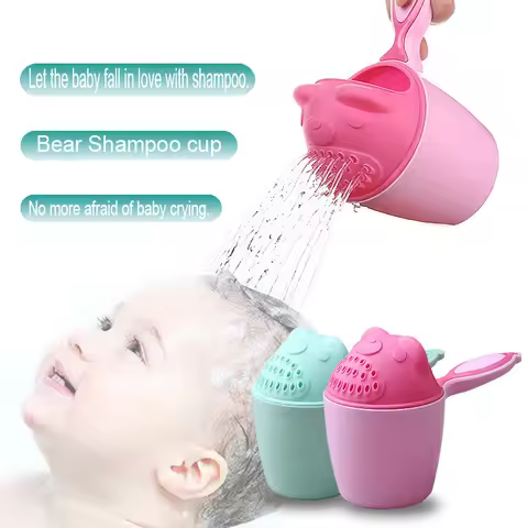 1PC Cute Cartoon Shampoo Cup Kids Wash Hair Shampoo Cup Baby Spoon Shower Bath Water Swimming Head W