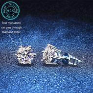0.5-1CT genuine GRA moissanite earrings, fashionable six claw S925 silver women's diamond earrings