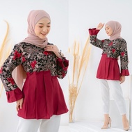 Baju Wanita Blouse Kombinasi Batik Fashion Blouse Kombinasi Wanita -
