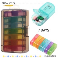 EUCALYTUSSG Pill Box Portable Rainbow Color 7 Days AM PM Medicine Dispenser