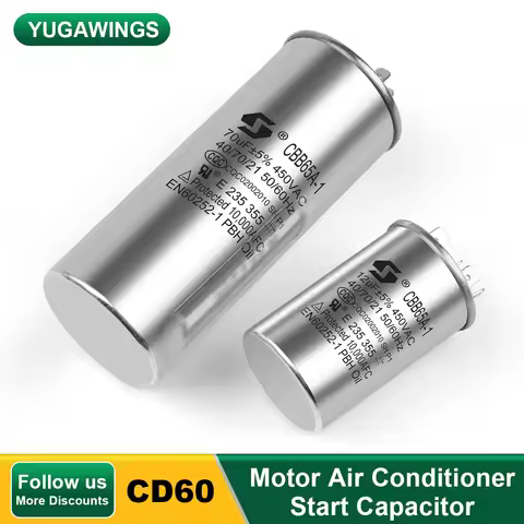 CBB65 Air Conditioner Capacitor Motor Run Capacitors Starting 450V AC 5UF 6UF 15uF 20uF 25uF 30uF 35