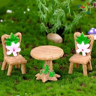 [HA] 3Pcs Resin Floral Table Chairs Miniature Garden Landscape Dollhouse Decoration VN