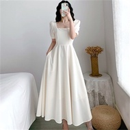Korean white wedding dress for civil wedding beach outfit long dress formal dress plus size christen