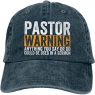 ZEA MOND Pastor Warning Hat Pastor Gifts Baseball Cap Funny Caps for Womens Men Gift Adjustable baseball cap 6190