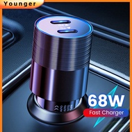 68W Dual PD Type C Car Charger Metal PD Charger Adapter Fast Charging Charger For CellPhone In Car F