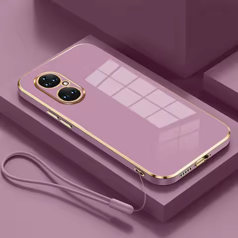 For Huawei P50 Pro Case Huawei P50 Phone Case JAD-LX9 ABR-LX9 Luxury Square Plating ShockProof Silic
