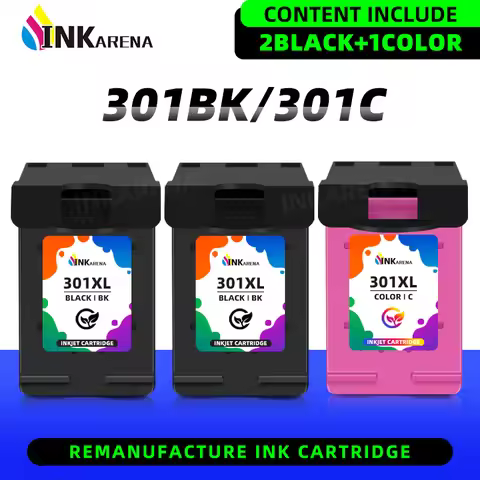 Inkarena 301 Cartridge For HP 301 Ink Cartridges Remanufactured For HP 301XL Deskjet 2050 1510 1050 