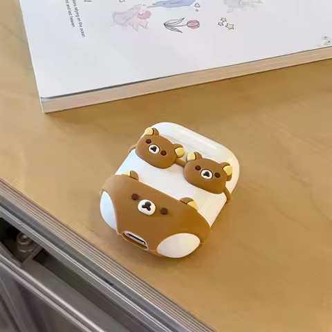 For AirPods 1 2 3 4 Pro 2 Case 3D Cute Cartoon Bikini Rilakkuma Silicone Earphone Protective Case He