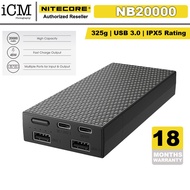 Nitecore NB20000 Power Bank - 4 Port 20000mAh, 3A, 45W, USB QC3.0 Quick Charge Powerbank