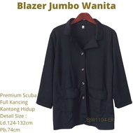 Blazer Wanita Jumbo Hitam Tebal Premium Scuba