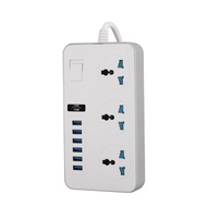 T09ปลั๊กไฟสวิตซ์แยก มี 3 ช่อง AC Socket และ ช่องชาร์จ USB 6 Port 3.1A สายยาว 2 เมตร กำลังสูงสุด 110-