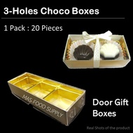 20 Pcs/ 100 Pcs 3-Holes Choco Box Chocolate Box Coco Box Door Gift Box Kotak Coklat Kotak Coco Kotak Homemade