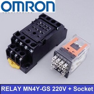 OMRON RELAY MY4N-GS AC220V + socket รีเรย์ 14 ขา 220V + ฐาน จากศูนย์ แท้ในไทย