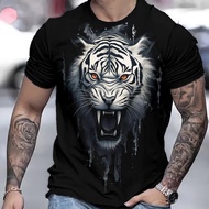 2025 Men's Tiger 3D Printed Short-Sleeved T-Shirt Pullover Street Trendy Top Casual Men's Clothing 6
