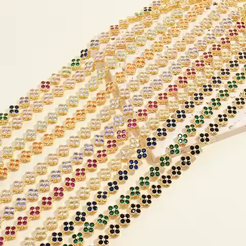 ZHUKOU Four-Leaf Clover Flower CZ Stone Necklace/Bracelet Women's Jewellery Banquet Party Gift Acces