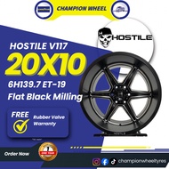 *SET* HOSTILE Flat Black Milling 117 20x10jj ET-19 6H139.7 Sport Rim for 4x4 with (4pcs)