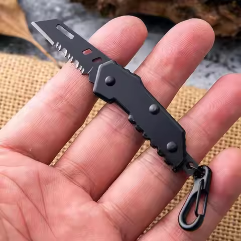 Mini folding knife 5cr15mov steel Half serrated blade all steel handle exquisite outdoor camping EDC