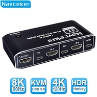 HDMI 2.1 KVM Switch 4K 120Hz HDMI USB 3.0 KVM Switch USB 8K 60Hz 1080@240Hz USB KVM Switcher HDMI wi