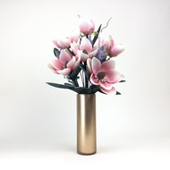 Artificial Flower Vase Magnolia Arranged In Gold Glass