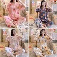 Y7y Piyama Wanita Baju Tidur Lengan Pendek Celana Panjang - Doraemon