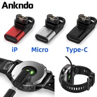 Ankndo Type C/Micro/ios USB Female to 4pin Charger Adapter for Garmin Fenix 7/6/5 Watch Charging Con