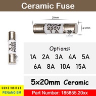 5x20mm 250V Ceramic Fuse R054 1A 2A 3A 4A 5A 6A 8A 10A 15A 5 x 20mm