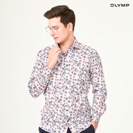 OLYMP  LUXOR Shirt เสื้อเชิ้ตชาย สีขาว พิมพ์ลายดอกไม้ ทรงหลวม ใส่สบาย รีดง่าย AUTU23