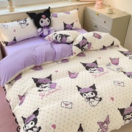 Dansunreve Sanrio Kuromi 4in1 ชุดผ้าปูที่นอน ปลอกผ้านวม 6ฟุต / 5 ฟุต / 3.5 ฟุต ผ้าปู+ปลอกผ้านวม+ปลอก
