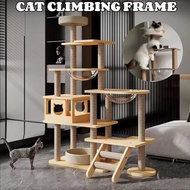 Cat Stand House Cat Climbing Posts Hammock Multi-Level Large Real Solid Wood Cat Tree Cat Nest Wooden Cat Climbing Tower