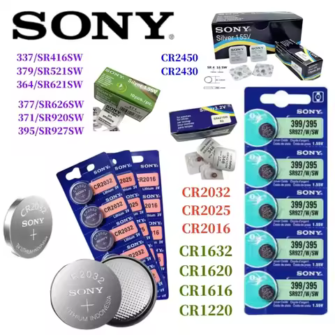 SONY SR421SW SR416SW SR521SW CR2032 CR2025 CR2016 CR1632 CR1220 CR1620 CR2450 CR2430 371 SR920SW 377