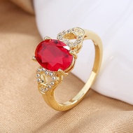 Emas 916 Gold Cincin Love Batu Red Stone Merah Merisik Tunang Engagement Tahan Lasak Pakai Harian