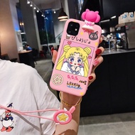 Samsung Galaxy S20 Ultra S20 FE S21 S21 S20 S20 Plus Plus S21 Ultra S21 FE S22 S22 Plus S22 Ultra Cute Cartoon Sailor Moon Phone Case with Holder Lanyard