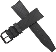 22mm Black Rubber Carbon Fiber Pattern Watch Strap Band Buckle Fits for IWC Vintage Aquatimer Family