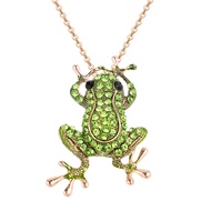 VALICLUD 3D Green Frog Necklace for Women Crystal Frog Jewelry Frog Brooch with Silver Chain Alloy F