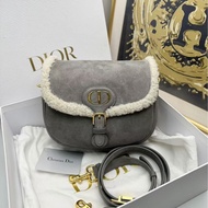 【近新閒置❤️】 Dior bobby系列女包 灰色羊毛皮毛一體 中號