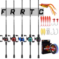 FRRTC Fishing Full Set 2 Sections Casting Rod Baitcasting Fishing Reel Fishing Set Joran Pancing