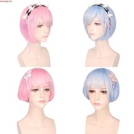 [IJC] Hajimeru Isekai Seikatsu Rem Ram Twins Blue Pink Cosplay Wig +Pins Party New [ijc]