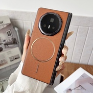 For Honor Magic V3 V 3 V5 Case Luxury PU Leather PC Hard Hinge Protection Magnetic Flip Phone Cover 