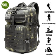 3-Day Assault Pack 50L Military Tactical Backpack Molle System Camouflage Waterproof Hiking Camping 