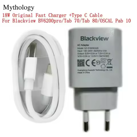 For Blackview BV6200 Pro Tab 70 Tab 80 OSCAL Pab 10 Original Quick Charge 18W EU Plug Travel Charger