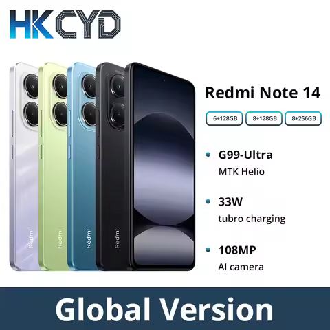 Xiaomi Redmi Note 14 4G Global Version Cellphone NFC 108MP AI Camera MediaTek Helio G99-Ultra 128GB