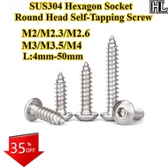 [HL-ZGLS] SUS304, Hexagon Socket Round Head Self-Tapping Screw, M2/M2.3/M2.6/M3/M3.5/M4, Hexagon Soc