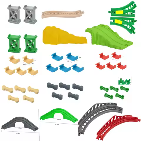 Wooden Track Accessories curved rail series Overpass Curve Electric Railway S Tracks Fit All Brand W