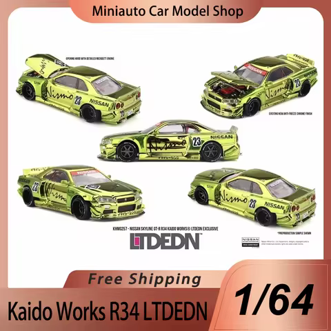 1:64 Kaido House Minigt 2026 Hec Nissan Skyline Gt-R Ltdedn R34 Alloy Car Model Simulation Alloy Die