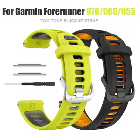 Two-Tone Silicone Watch Strap For Garmin Forerunner 970 965 955 Replacement Watch bands bracelet For