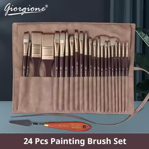 Acrylic Paint Brushes Oil Paint Brushes Artist Paint Brushes Set Bag Pack with Scraper 24 Pcs Gouach