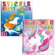 90shine 2PCS Sticker Books for Girls Kids Ages 4-8 Sea-Maid Horned Horse Themed Designs Party Gift C
